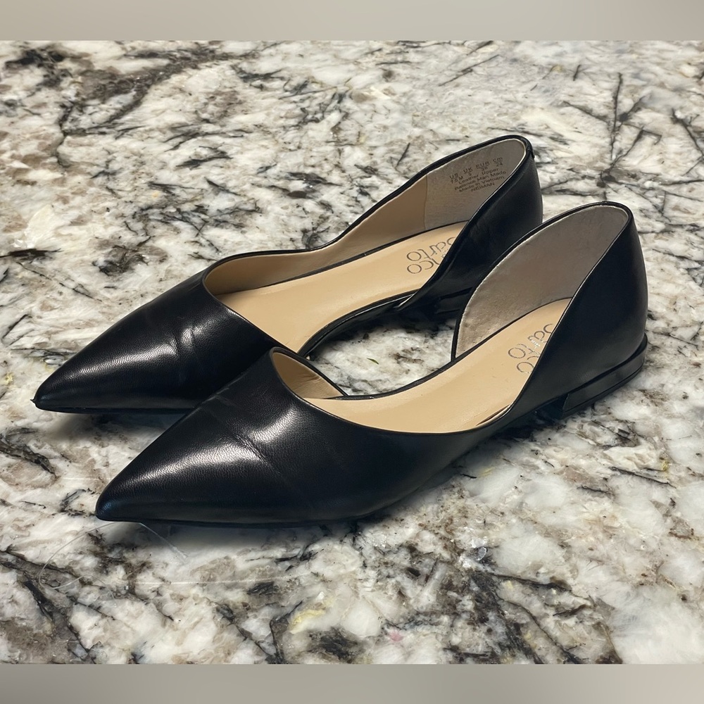 Franco Sarto Black Neiman Pointed Toe D’Orsay Flats 7.5